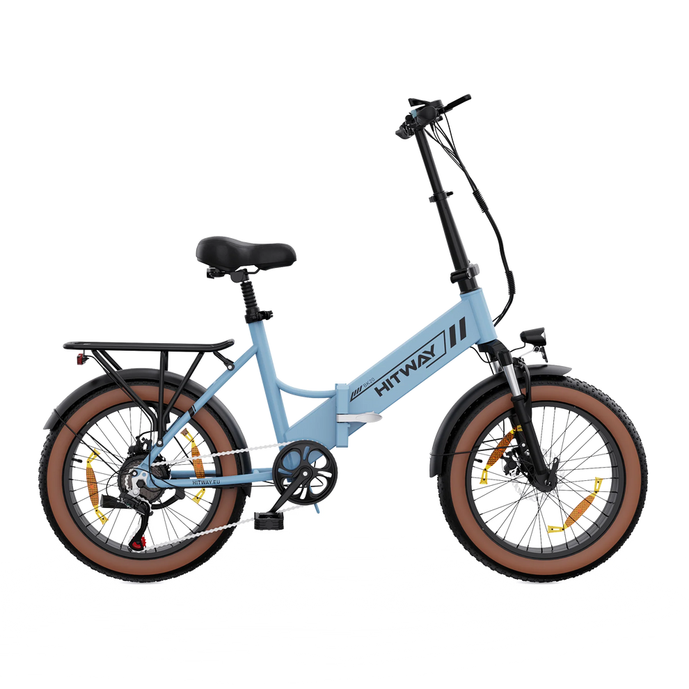 Hitway BK20 2025 Version 250W 20" Fat Tire Foldable Electric Bike 48V 10.4Ah Battery Off-Road City Hybrid