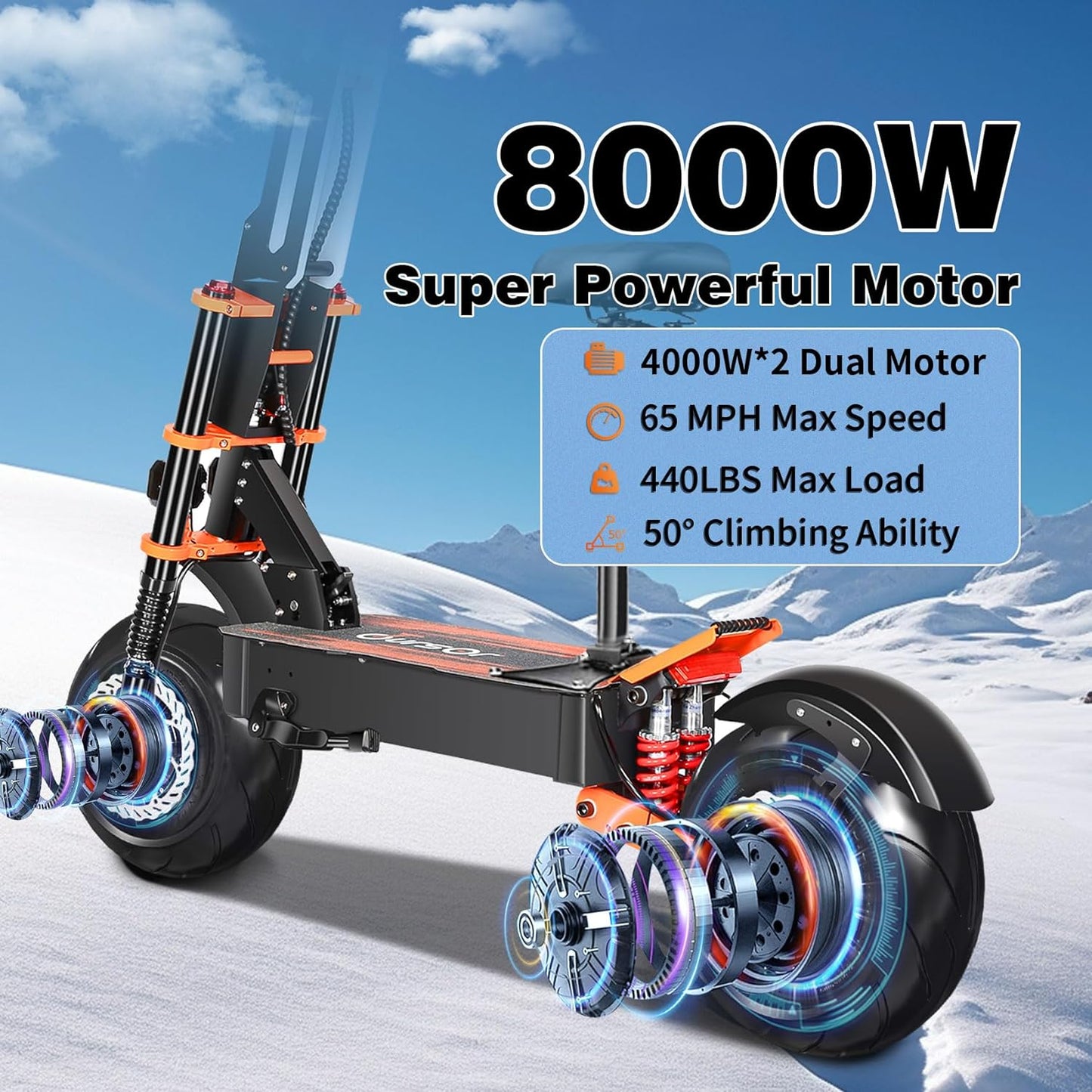 Toursor X8 8000W Dual Motor Electric Scooter | 60V 38.8Ah Battery | 90KM/H Speed | 120KM Range | UK Shipping Available