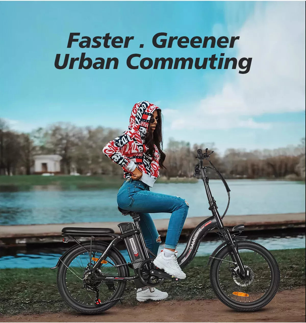 SAMEBIKE CY20 20-Inch City Electric Bike, 36V 12AH, 350W, SHIMANO 7-Speed, Spoke Rim