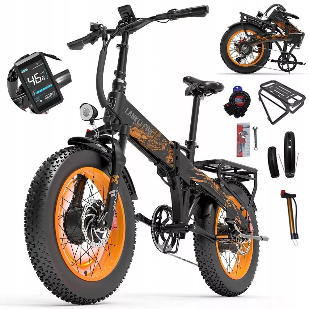 LANKELEISI X2000 MAX 20" Foldable Electric Bike 1000W*2 Dual Motor 2000W 48V 20Ah Battery