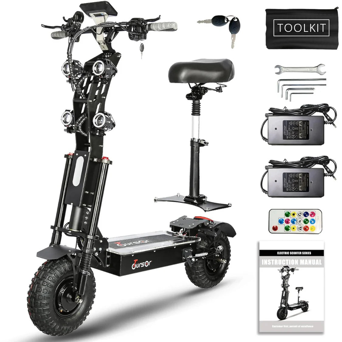 Toursor X14 72V 14" Folding Electric Scooter | 5000W*2 Dual Motors | 72V 40Ah Battery | Seat Included | UK Shipping