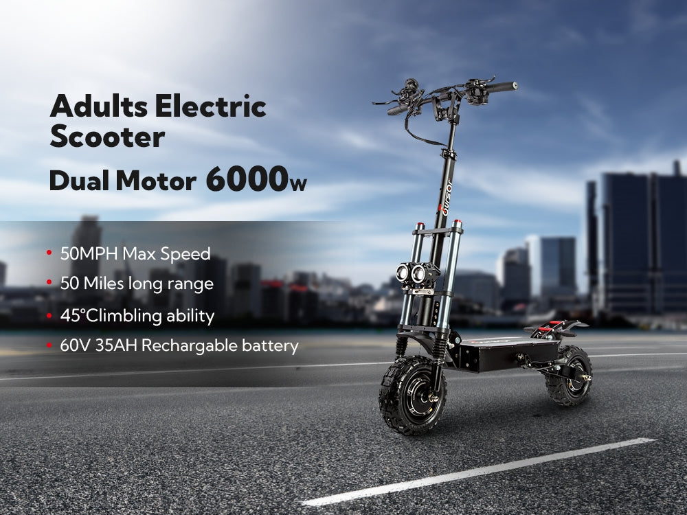 Quickwheel Explorer Folding Electric Scooter – Dual 3000W Motors (6000W Total) 60v 40Ah Samsung Battery, 85km/h Top Speed, 100km Range, High-Performance Adult E-Scooter