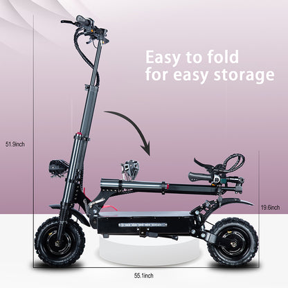Quickwheel Explorer Folding Electric Scooter – Dual 3000W Motors (6000W Total) 60v 40Ah Samsung Battery, 85km/h Top Speed, 100km Range, High-Performance Adult E-Scooter