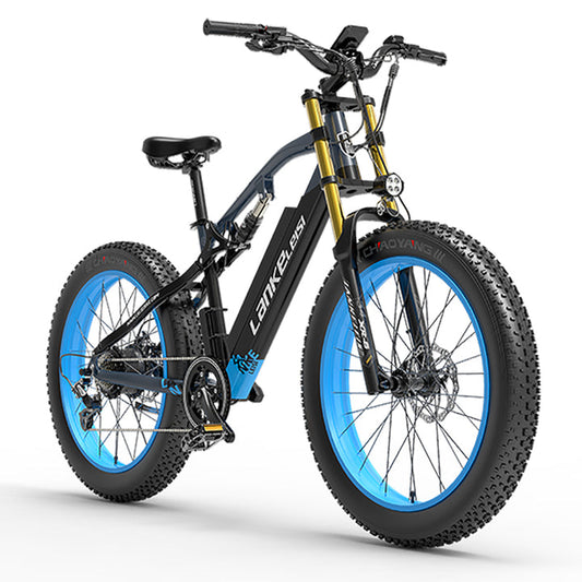 LANKELEISI RV700 1000W 26" Fat Bike Full Suspension E-Mountain bike 48V 16Ah E-MTB 42kmh