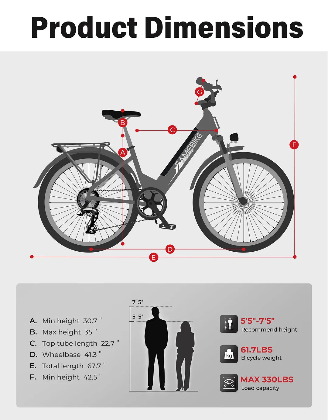 SAMEBIKE RS-A01 Pro-T 26" Pro 36V 15Ah Battery 500W Motor Max Speed 32KM/H Urban Electric Bicycle Best For Commuting And Urban Riding