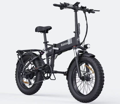 RIDSTAR H20 PRO 2000W Dual Motor Fat Tire Foldable Electric Bike – 48V 23Ah Battery, 70 Miles Range, Dual Disc Brakes, Full Suspension