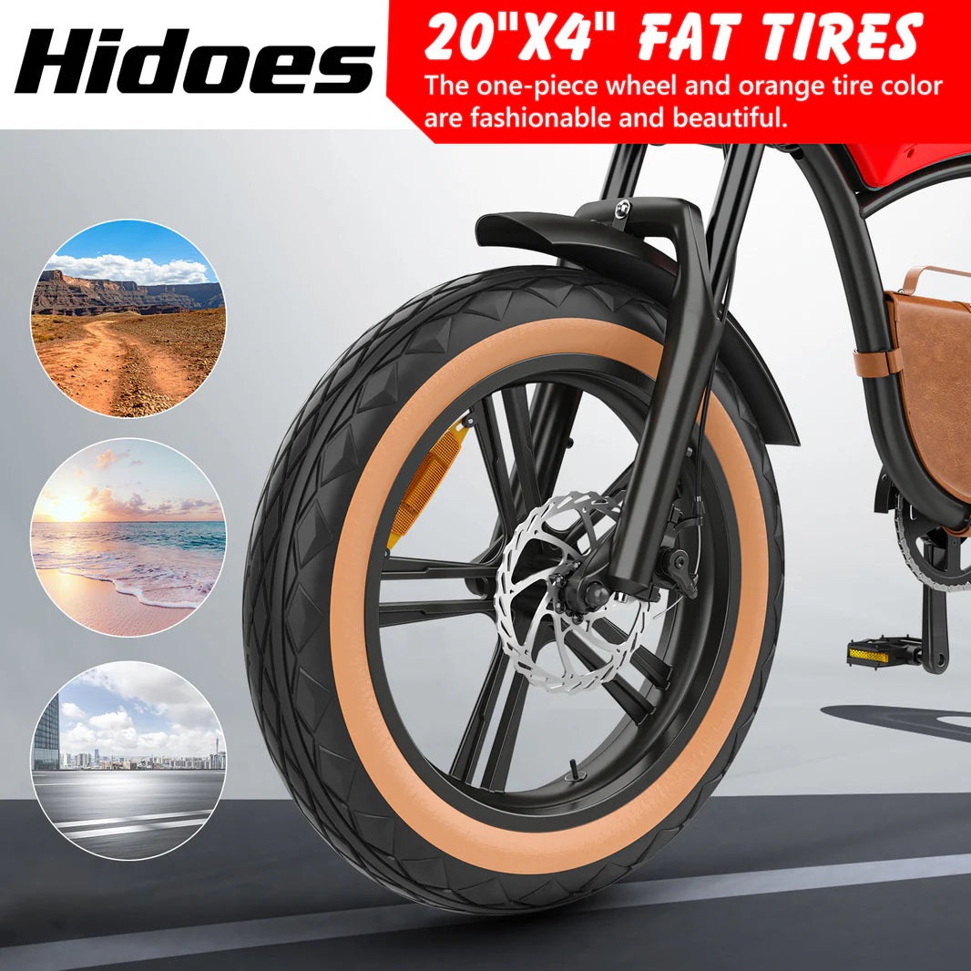 Hidoes B10 Electric Bike – 1000W (1500W Peak) Motor, 48V 13Ah Battery, 30MPH, 20” Fat Tires