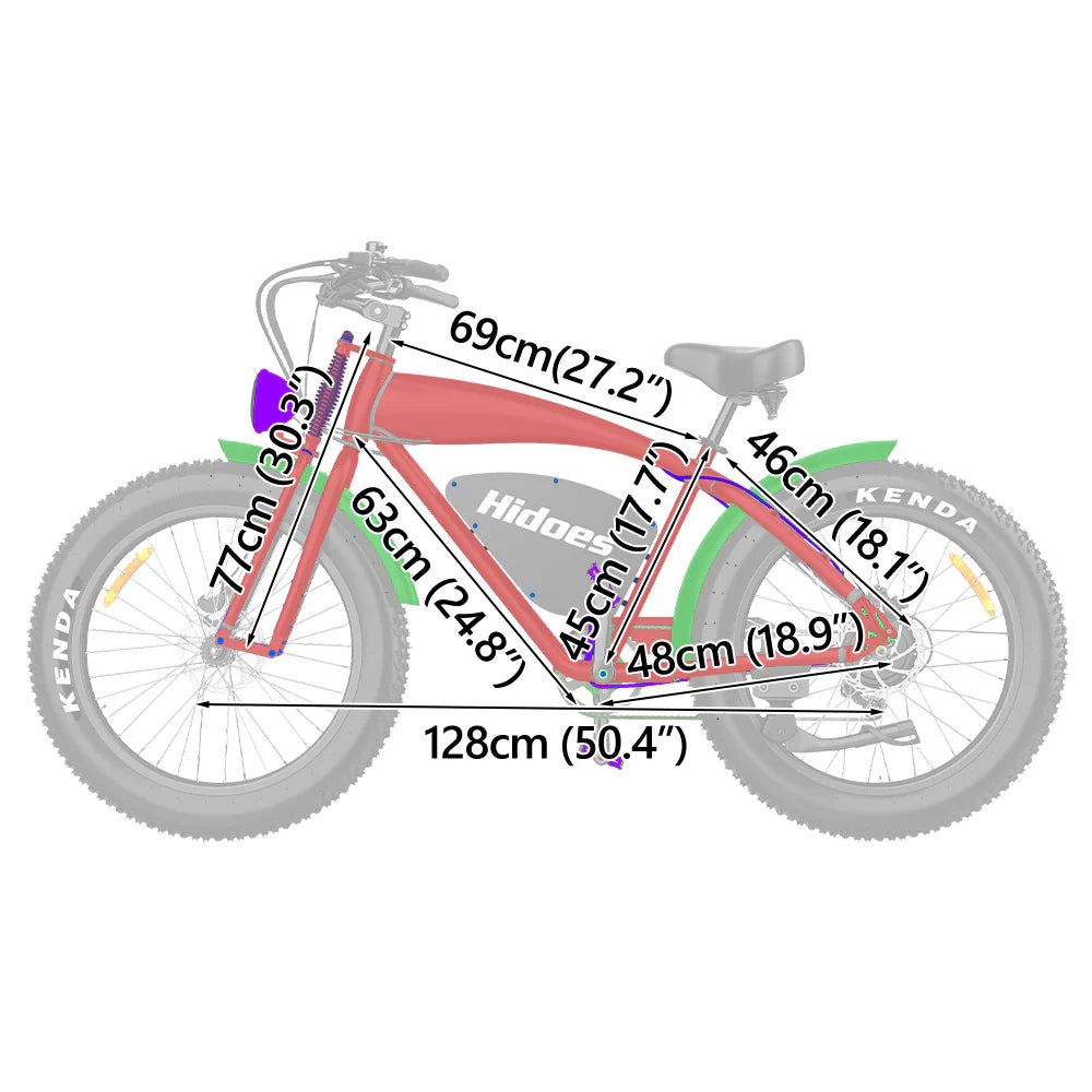 Hidoes B3 1200W Electric Bike – 35MPH, 48V 18.2Ah Battery, 60-Mile Range, High-Performance E-Bike