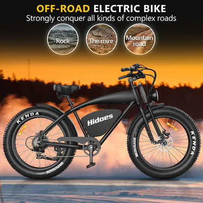 Hidoes B3 1200W Electric Bike – 35MPH, 48V 18.2Ah Battery, 60-Mile Range, High-Performance E-Bike