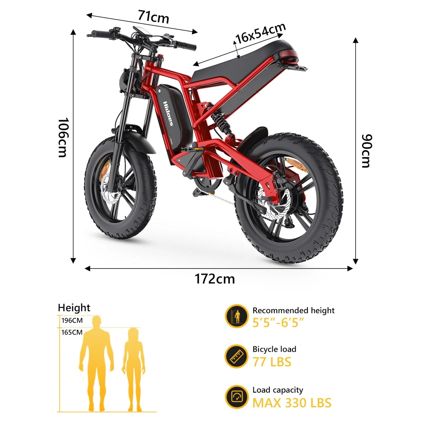 Hidoes B6 Electric Bike for Adults – 700W (1200W Peak), 6 Suspension System, High-Performance E-Bike