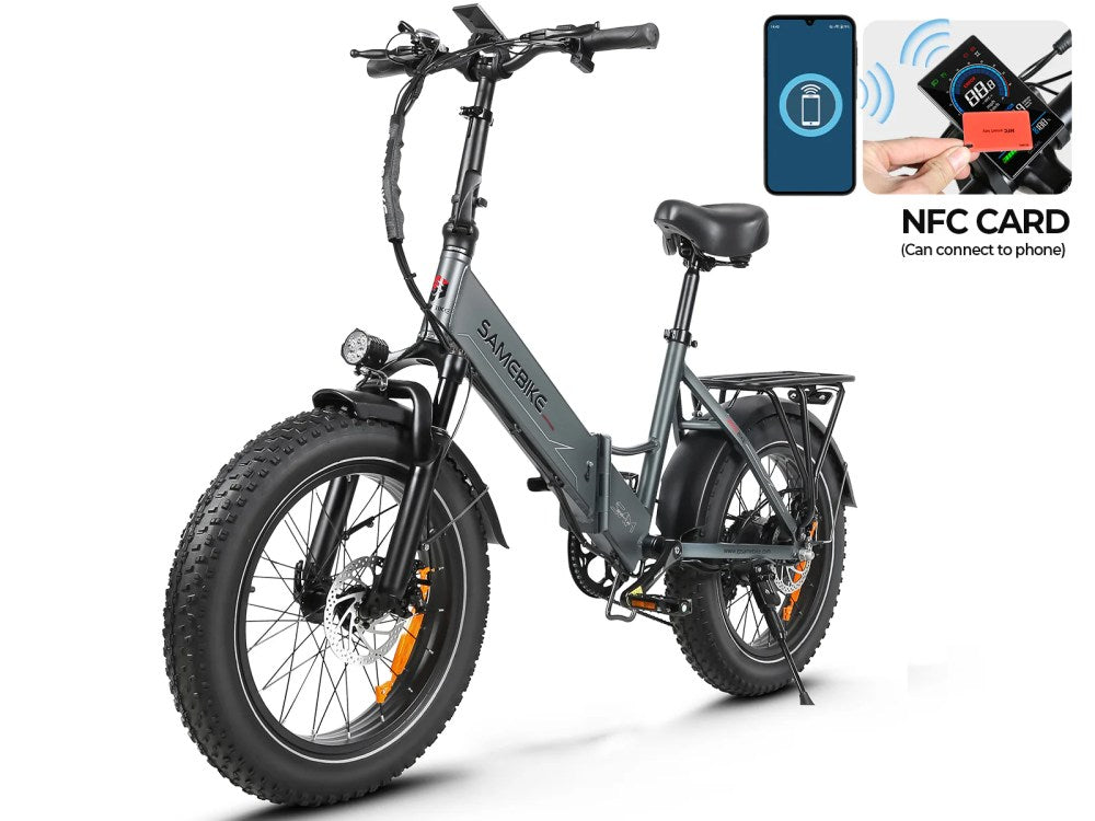 SAMEBIKE LOTDM200-II 20-Inch 750W Fat Tire E-Bike, 48V 13AH, NFC Function, LCD Display