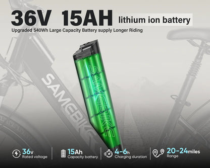 SAMEBIKE RS-A01 Pro-T 26" Pro 36V 15Ah Battery 500W Motor Max Speed 32KM/H Urban Electric Bicycle Best For Commuting And Urban Riding