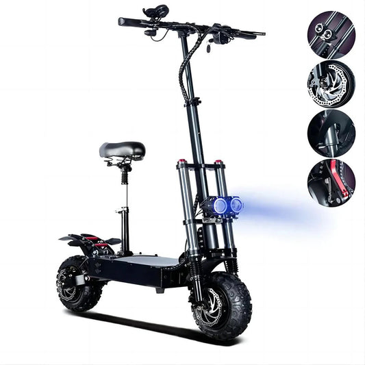 Toursor E5B 11" Folding Electric Scooter 3000W*2 Dual Motors | 60V 35Ah Battery | 80KM/H Speed | 80KM Range | UK Shipping